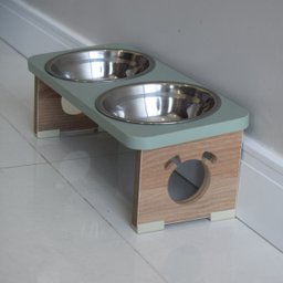 Comedouro Elevado Duplo para Cachorro Pet Mdf Colors - Inox - Verde - 1