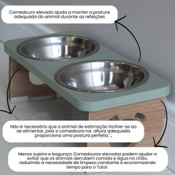 Comedouro Elevado Duplo para Cachorro Pet Mdf Colors - Inox - Verde - 3