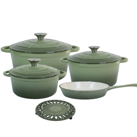 Jogo de Panelas de Ferro Fundido Esmaltado 4 Peças Verde