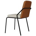 Ver imagem 4 de Cadeira Estofada para Sala de Jantar Loft Preto C01 Bouclê Vanilla Courino Caramelo - Lyam Decor