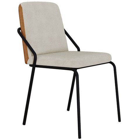Cadeira Estofada para Sala de Jantar Loft Preto C01 Bouclê Vanilla Courino Caramelo - Lyam Decor