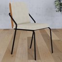 Ver imagem 2 de Cadeira Estofada para Sala de Jantar Loft Preto C01 Bouclê Vanilla Courino Caramelo - Lyam Decor