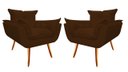 Ver imagem 1 de Kit 2 Poltronas Decorativa Opala Suede Marrom Pés Madeira Mz Decor