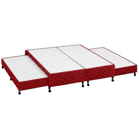 Cama Box c/2 Auxiliares King Poli Wine Castor 193x203x27