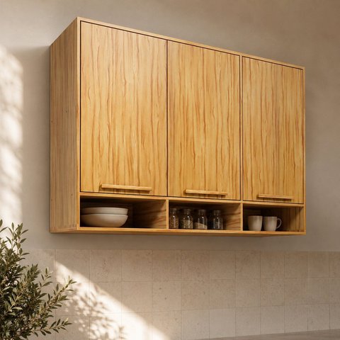 Armário Aéreo 3 Portas 100% MDF 120cm Malta Espresso Móveis Marrom/Amêndoa