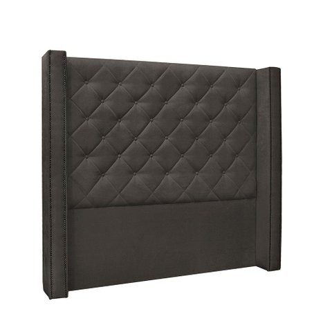 Cabeceira Cama Box King 195cm e Recamier Vicenza Suede S04 Cor Cinza
