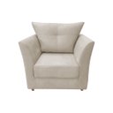 Ver imagem 3 de Kit Namoradeira + 2 Poltronas Decorativa Isis Couro Bege Pés Madeira Mz Decor