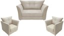 Ver imagem 1 de Kit Namoradeira + 2 Poltronas Decorativa Isis Couro Bege Pés Madeira Mz Decor