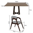 Ver imagem 3 de Mesa Jantar Isabela 1,2m Freijó Pés Castanho Madeira Maciça 4 Cadeiras Gabriela - Cinza Linho