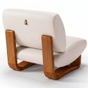 Ver imagem 5 de Poltrona Lusso Estofada Design Moderno Estrutura Madeira Cor Champagne Tecido Corino Offwhite