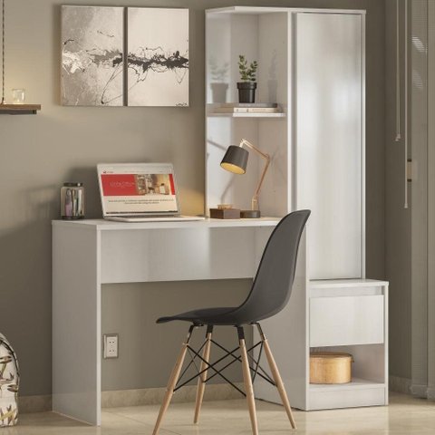 Escrivaninha Estante Nexus com Estante Branco