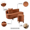 Ver imagem 3 de Conjunto Sofá Curvo Orgânico + 01 Puff Luna Boucle Terracota - Montanaris Decor