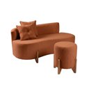 Ver imagem 2 de Conjunto Sofá Curvo Orgânico + 01 Puff Luna Boucle Terracota - Montanaris Decor