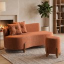 Ver imagem 1 de Conjunto Sofá Curvo Orgânico + 01 Puff Luna Boucle Terracota - Montanaris Decor
