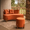 Ver imagem 5 de Conjunto Sofá Curvo Orgânico + 01 Puff Luna Boucle Terracota - Montanaris Decor