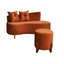 Ver imagem 1 de Conjunto Sofá Curvo Orgânico + 01 Puff Luna Boucle Terracota - Montanaris Decor