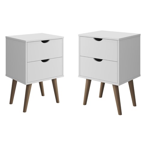 Kit 2 Mesas de Cabeceira Madri 2g Luxo Prado - Branco