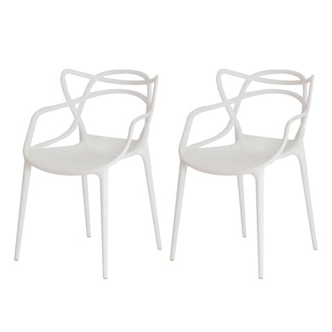 KIT 2 CADEIRAS ALLEGRA BRANCO EMPILHÁVEL PARA COZINHA SALA DE JANTAR