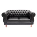 Ver imagem 1 de Sofá Chesterfield Elisabeth 2 Lugares 1.50m Corano Preto/ Recepção, Cafeteria, Barbearia, Sala de Es