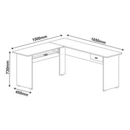 Escrivaninha em L com Gaveta Multimóveis CR25202 Branca - 4