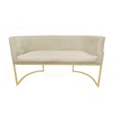 Ver imagem 2 de Kit Namoradeira + 1 Poltrona Decorativa Luana Suede Marfim Base Dourada Mz Decor