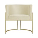 Ver imagem 4 de Kit Namoradeira + 1 Poltrona Decorativa Luana Suede Marfim Base Dourada Mz Decor