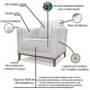 Ver mais imagens de Kit 2 Poltronas Decorativas Balli Pes Madeira Linho Grigio Ezz Grigio