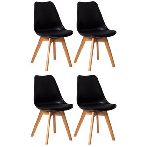 KIT 4 CADEIRAS EAMES EIFFEL LEDA SAARINEN DESIGN PRETO PARA MESA DE JANTAR SALA COZINHA