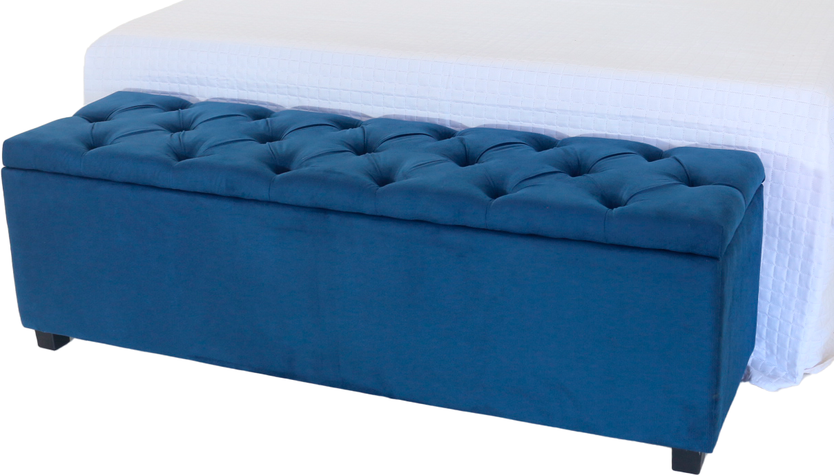 Puf Baú Recamier Estofado Casal Azul Marinho 140x40x45cm Produto Com Alta Qualidade e Conforto - 2