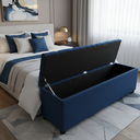 Ver imagem 1 de Puf Baú Recamier Estofado Casal Azul Marinho 140x40x45cm Produto com Alta Qualidade e Conforto