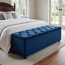 Ver imagem 4 de Puf Baú Recamier Estofado Casal Azul Marinho 140x40x45cm Produto com Alta Qualidade e Conforto