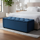 Ver imagem 2 de Puf Baú Recamier Estofado Casal Azul Marinho 140x40x45cm Produto com Alta Qualidade e Conforto