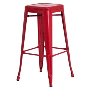 Banqueta Tolix Iron Design Industrial 76cm Vermelho Cozinha Bar Bistro Bancada