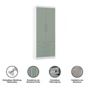 Ver imagem 3 de Guarda Roupa 90cm 2 Pts e 4 Gavetas Alpes Luciane Móveis Branco com Verde