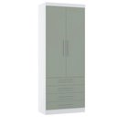 Ver imagem 1 de Guarda Roupa 90cm 2 Pts e 4 Gavetas Alpes Luciane Móveis Branco com Verde