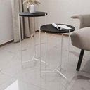 Ver imagem 1 de Mesa Lateral Redonda Áquila Branca e Tampo Preto - Cor: Preto