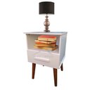 Ver imagem 2 de Criado Mudo Retrô 1 Gaveta Mesa Cabeceira Branco Ofertafrete ROMAR 55