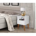 Ver imagem 1 de Criado Mudo Retrô 1 Gaveta Mesa Cabeceira Branco Ofertafrete ROMAR 55