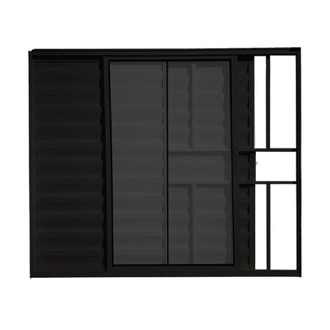 Janela Veneziana 3 Folhas com Grade Alumínio Preto 100x150 Linha Esmeralda