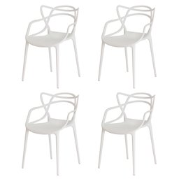KIT 4 CADEIRAS ALLEGRA BRANCO EMPILHÁVEL PARA COZINHA SALA DE JANTAR - 1