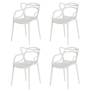 KIT 4 CADEIRAS ALLEGRA BRANCO EMPILHÁVEL PARA COZINHA SALA DE JANTAR
