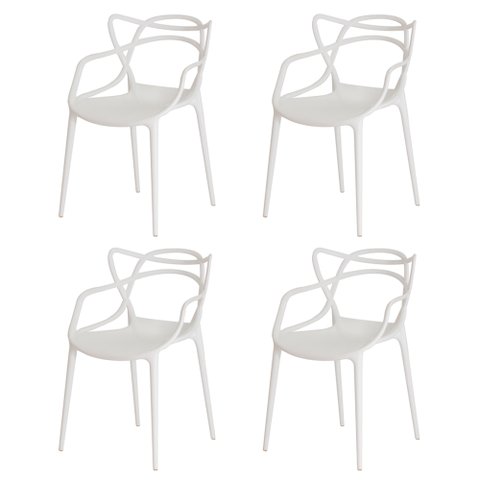 KIT 4 CADEIRAS ALLEGRA BRANCO EMPILHÁVEL PARA COZINHA SALA DE JANTAR