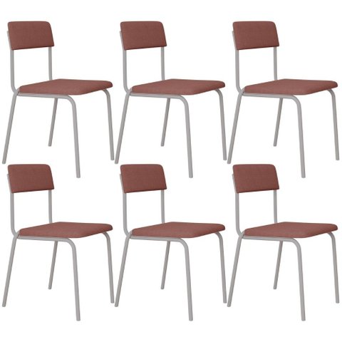 Kit 06 Cadeiras Estofada para Sala de Jantar Sense Branco C01 Linho Rosê - Lyam Decor