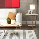 Ver imagem 1 de Conjunto Mesa Decoração Para Sala Centro E Lateral Liz OffWhite com Freijó