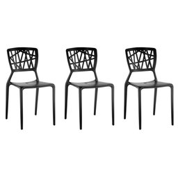 KIT 3 CADEIRAS IPIRANGA PRETO EMPILHAVEL SALA DE JANTAR E COZINHA - 1