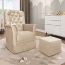 Ver imagem 1 de Poltrona de Amamentação com Balanço e Puff Angelin Suede Bege P02 - D’Rossi