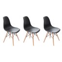 Ver imagem 1 de KIT 3 CADEIRAS CHARLES EAMES EIFFEL BASE MADEIRA SALA DE JANTAR COZINHA PRETO