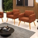 Ver imagem 1 de Poltrona Sala Decorativa Kit 2 Marisa Pé Palito Castanho Sintético Pu D03 - D’Rossi