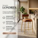 Ver imagem 2 de Banqueta Cozinha Média com Encosto Industrial Dourado Londres PU D03 - D'Rossi