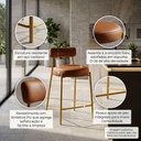 Ver imagem 4 de Banqueta Cozinha Média com Encosto Industrial Dourado Londres PU D03 - D'Rossi